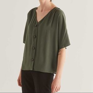 Olive Green Short Sleeve Blouse